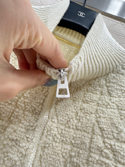 Di 25 Check jacquard zip-up wool jacket
