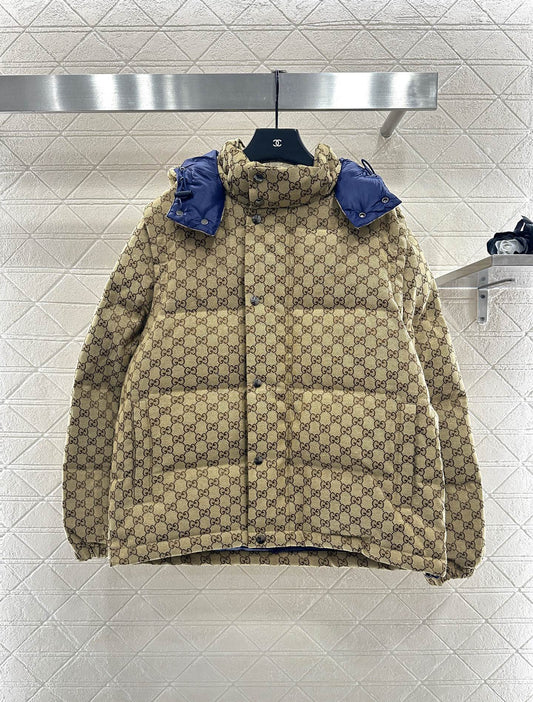 Gu 25 Detachable jacquard hooded down jacket