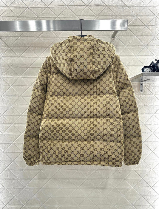 Gu 25 Detachable jacquard hooded down jacket