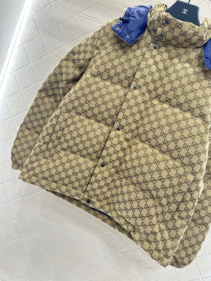 Gu 25 Detachable jacquard hooded down jacket
