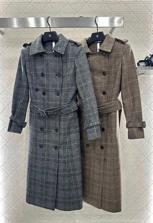 Di 25 Check Shawl Double-Breasted Trench Coat