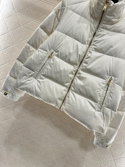 L 25 Rectangular embossed stand collar down jacket