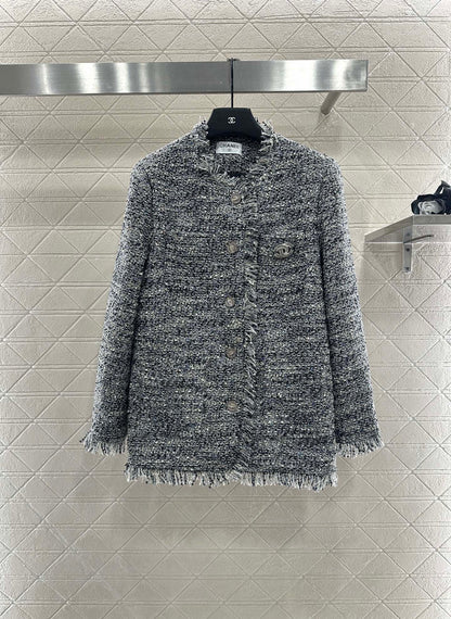 C 25 Fringed quilted wool coat