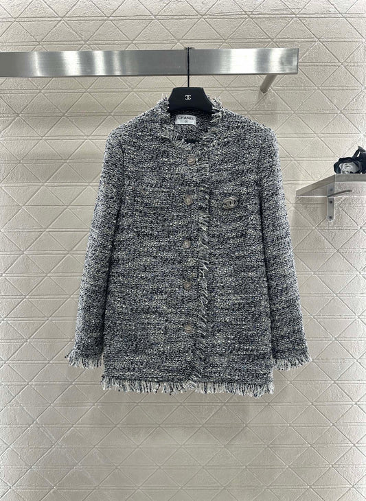 C 25 Fringed quilted wool coat