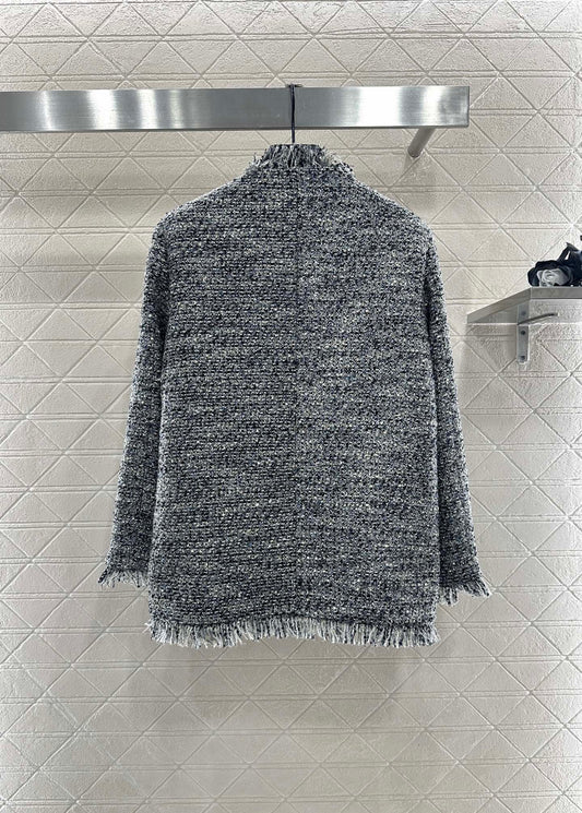 C 25 Fringed quilted wool coat
