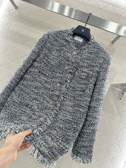 C 25 Fringed quilted wool coat