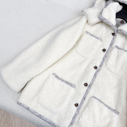 C 25 New Teddy Fur Mid-Length Hooded Jacket