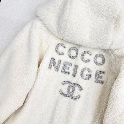 C 25 New Teddy Fur Mid-Length Hooded Jacket