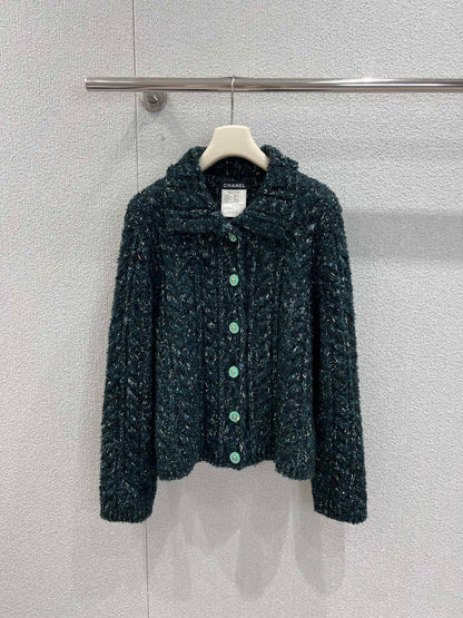 C 25K Emerald Jacquard Knit Cashmere Cardigan - Haute Couture Collection