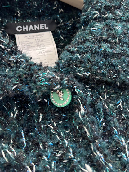 C 25K Emerald Jacquard Knit Cashmere Cardigan - Haute Couture Collection