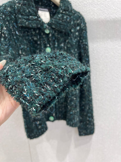 C 25K Emerald Jacquard Knit Cashmere Cardigan - Haute Couture Collection