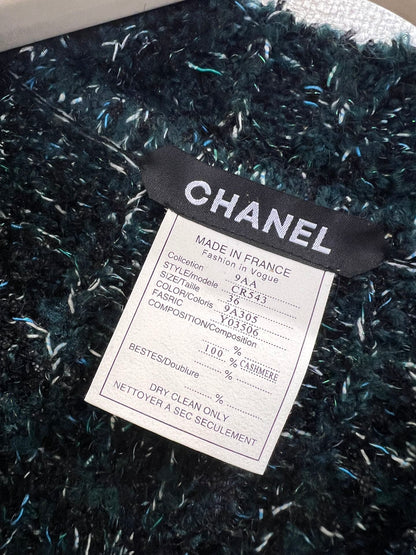 C 25K Emerald Jacquard Knit Cashmere Cardigan - Haute Couture Collection