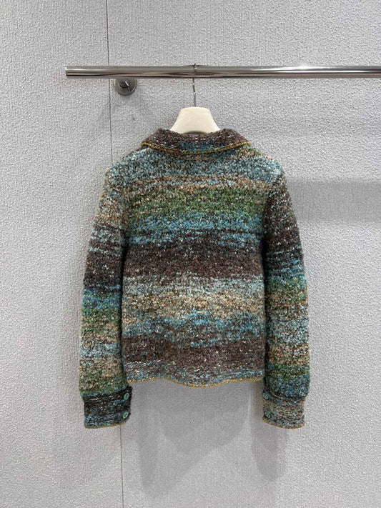 C 25K Light Green Cashmere Cardigan High-end Handicraft Series
