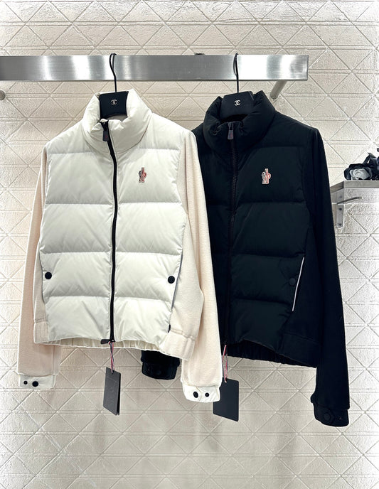 Mon 25 Stand collar paneled zipper down jacket