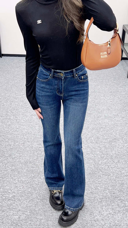 L 25 Leather label denim trousers