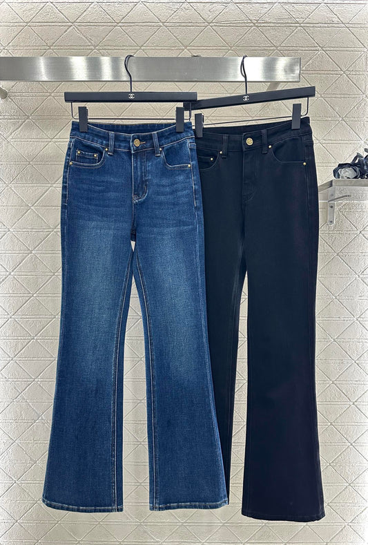 L 25 Leather label denim trousers