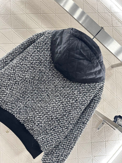 L 25 Hooded wool drawstring wool and cotton blend jacket